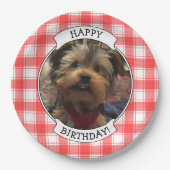 Custom Foto Red & White Country Bauernhof Kariert Pappteller (Vorderseite)