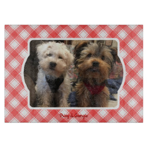 Custom Foto Red & White Country Bauernhof Kariert Schneidebrett