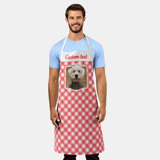 Custom Foto Red & White Country Bauernhof Kariert Schürze (Getragen)