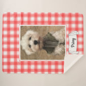 Custom Foto Red & White Country Bauernhof Kariert Sherpadecke (Vorderseite (Horizontal))