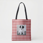 Custom Foto Red White Gingham Pattern Tasche (Vorderseite)