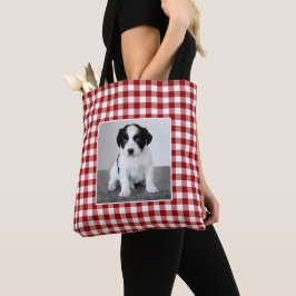 Custom Foto Red White Gingham Pattern Tasche