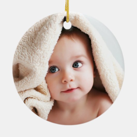 Custom Foto Religiöse Taufe Wildblume Keramik Ornament (Hinten)