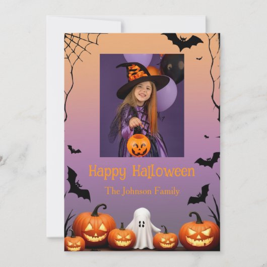 Custom Foto Retro Happy Halloween Weihnachtskarte Karte (Vorderseite)