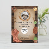 Custom Foto Rodeo Geburtstag Einladung (Stehend Vorderseite)