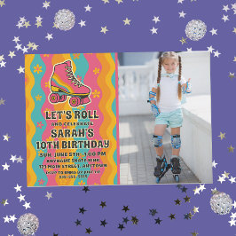 Custom Foto Roller Skaten Girl Geburtstagsparty Einladung
