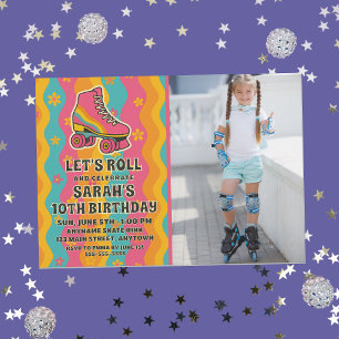Custom Foto Roller Skaten Girl Geburtstagsparty Einladung