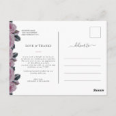 Custom Foto Romantic Floral Vielen Dank Postcard Postkarte (Rückseite)