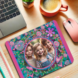 Custom Foto Rosa Aquamariner Spaß Farbenfrohe Herz Mousepad