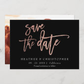 Custom Foto Rose Gold Glitzer Save the Date Card Einladung (Vorne/Hinten)