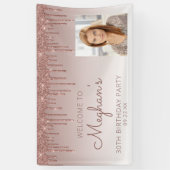 Custom Foto Rose Gold Glitzer Tropfen 30. Geburtst Banner (Vertikal)