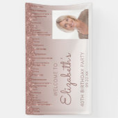 Custom Foto Rose Gold Glitzer Tropfen 40. Geburtst Banner (Vertikal)