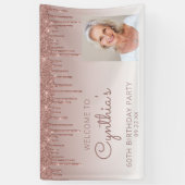 Custom Foto Rose Gold Glitzer Tropfen 60. Geburtst Banner (Vertikal)
