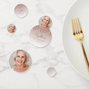 Custom Foto Rose Gold Glitzer Tropfen 60. Geburtst Konfetti