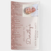 Custom Foto Rose Gold Glitzer Tropfen 90. Geburtst Banner (Vertikal)
