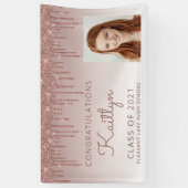 Custom Foto Rose Gold Glitzer Tropfen Abschluss Banner (Vertikal)