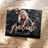 Custom Foto Rose Gold Script Grad Ankündigung