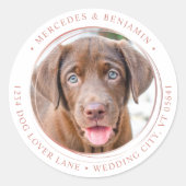 Custom Foto Rose Gold Wedding Rücksendeadresse Runder Aufkleber (Vorderseite)