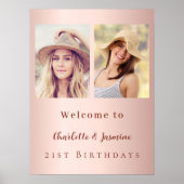 Custom Foto Rose Goldfreunde Geburtstagsempfang Poster (Vorne)