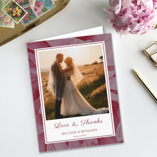 Custom Foto Rose Romantische Blume Dankeschön Kart Einladung