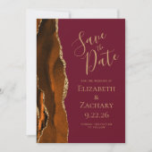 Custom Foto Rust Agate Burgundy Save the Date Einladung (Vorderseite)