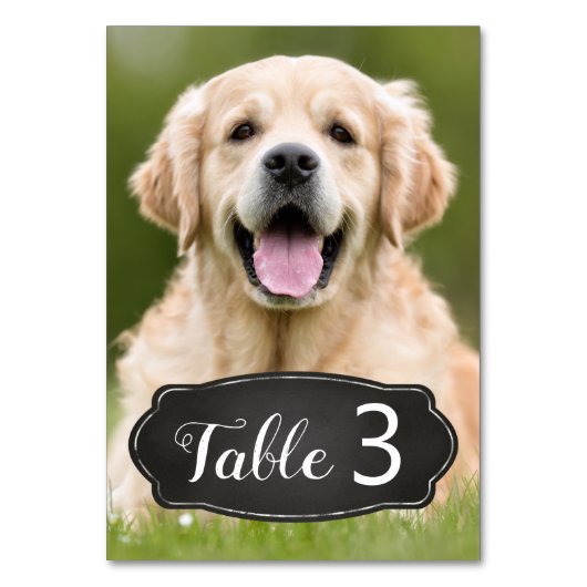 Custom Foto Rustic Chalkboard Wedding Tischnummer (Vorderseite)