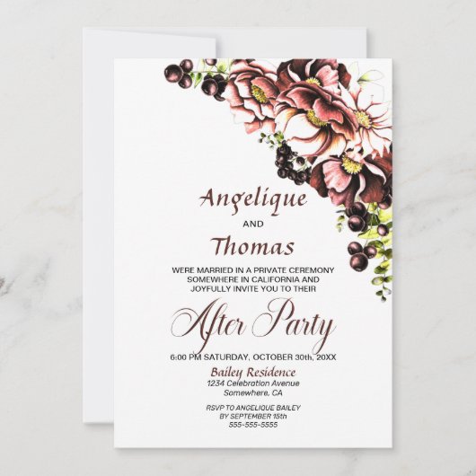 Custom Foto Rustic Fall Floral Hochzeitsempfang Einladung (Vorderseite)