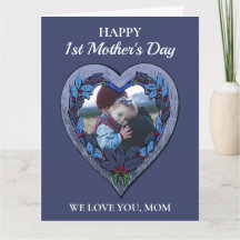 Custom Foto Rustic Heart Blue 1. Muttertag