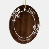 Custom Foto Rustic Wood Snowflake Keramik Ornament (Rechts)
