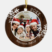 Custom Foto Rustic Wood Snowflake Keramik Ornament (Vorne)