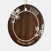 Custom Foto Rustic Wood Snowflake Keramik Ornament (Links)