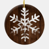 Custom Foto Rustic Wood Snowflake Keramik Ornament (Hinten)
