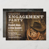 Custom Foto Rustic Wood Western Engagement Party Einladung (Vorne/Hinten)