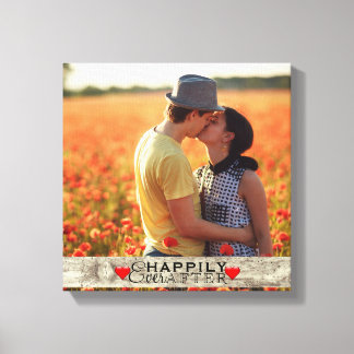 Custom Foto Rustikale Hochzeit glücklich immer nac Leinwanddruck