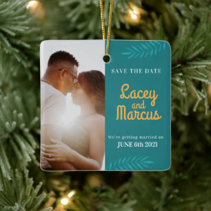 Custom Foto Save the Date Hochzeit Keramikornament