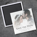 Custom Foto Save the Date Hochzeit Magnet<br><div class="desc">Benutzerdefiniertes Foto "Save the Date" Hochzeitsmagnet mit weißem Overlay.</div>