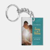 Custom Foto Save the Date Hochzeit Schlüsselanhänger (Vorderseite links)