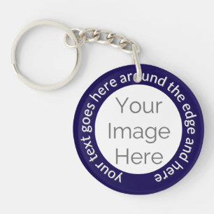 Custom Foto Schlüsselanhänger - Round Text on Navy