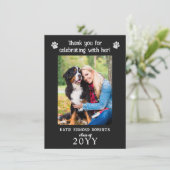 Custom Foto School Colleage Hund Abschluss Dankeskarte (Stehend Vorderseite)