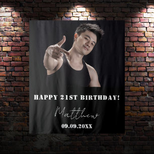 Custom Foto Schwarz-weiß moderne Typ Geburtstag Wandteppich