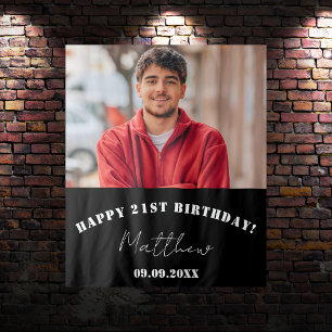Custom Foto Schwarz-weiß moderne Typ Geburtstag Wandteppich