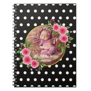 Custom Foto Schwarz-weiß Polka Dot Muttertag Notizblock