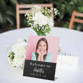 Custom Foto Schwarz-weiß Sweet 16 Party willkommen Sockelschild