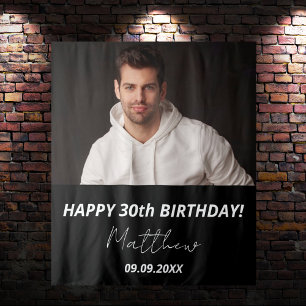 Custom Foto Schwarz-weiß Typ 30. Geburtstag Wandteppich