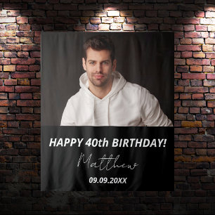 Custom Foto Schwarz-weiß Typ 40. Geburtstag Wandteppich