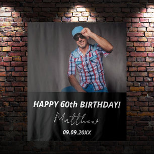 Custom Foto Schwarz-weiß Typ 60. Geburtstag Wandteppich