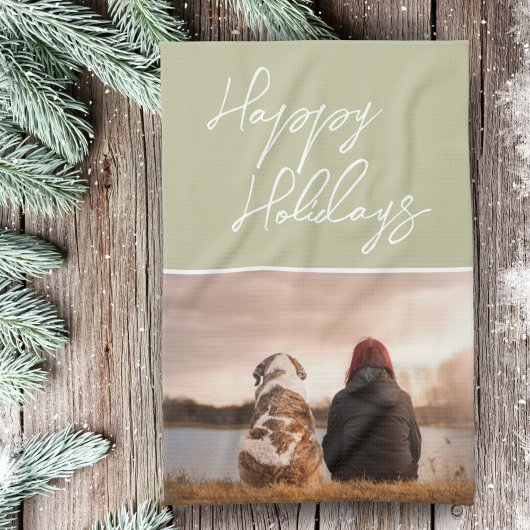 Custom Foto Script Family Friend Happy Holiday Geschirrtuch