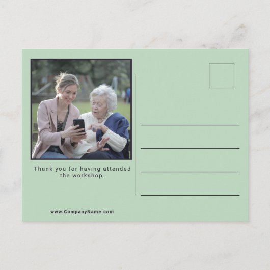 Custom Foto Senior Zuhause Caregier Vielen Dank Postkarte (Rückseite)