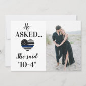 Custom Foto Sie sagte 10-4 Strafverfolgungshochzei Save The Date (Vorderseite)