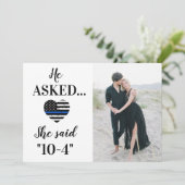Custom Foto Sie sagte 10-4 Strafverfolgungshochzei Save The Date (Stehend Vorderseite)